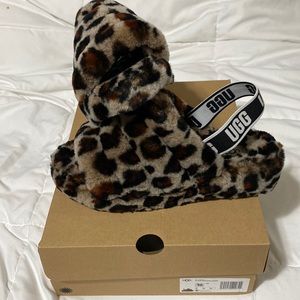 UGG Fluff yeah leopard slides WOMENS size 10 BRAND NEW NEVER WORN